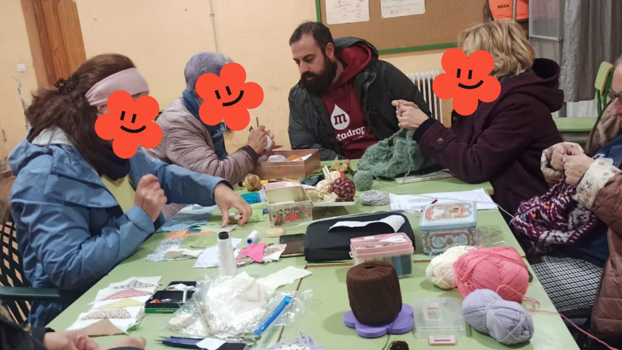 Detalle de los cuadrados de ganchillo